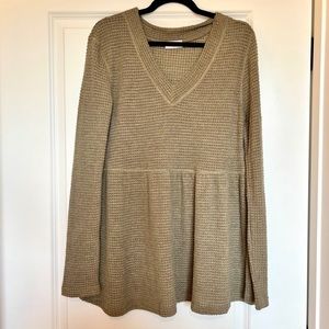 Chance To Shine Olive Peplum Waffle Knit Blouse